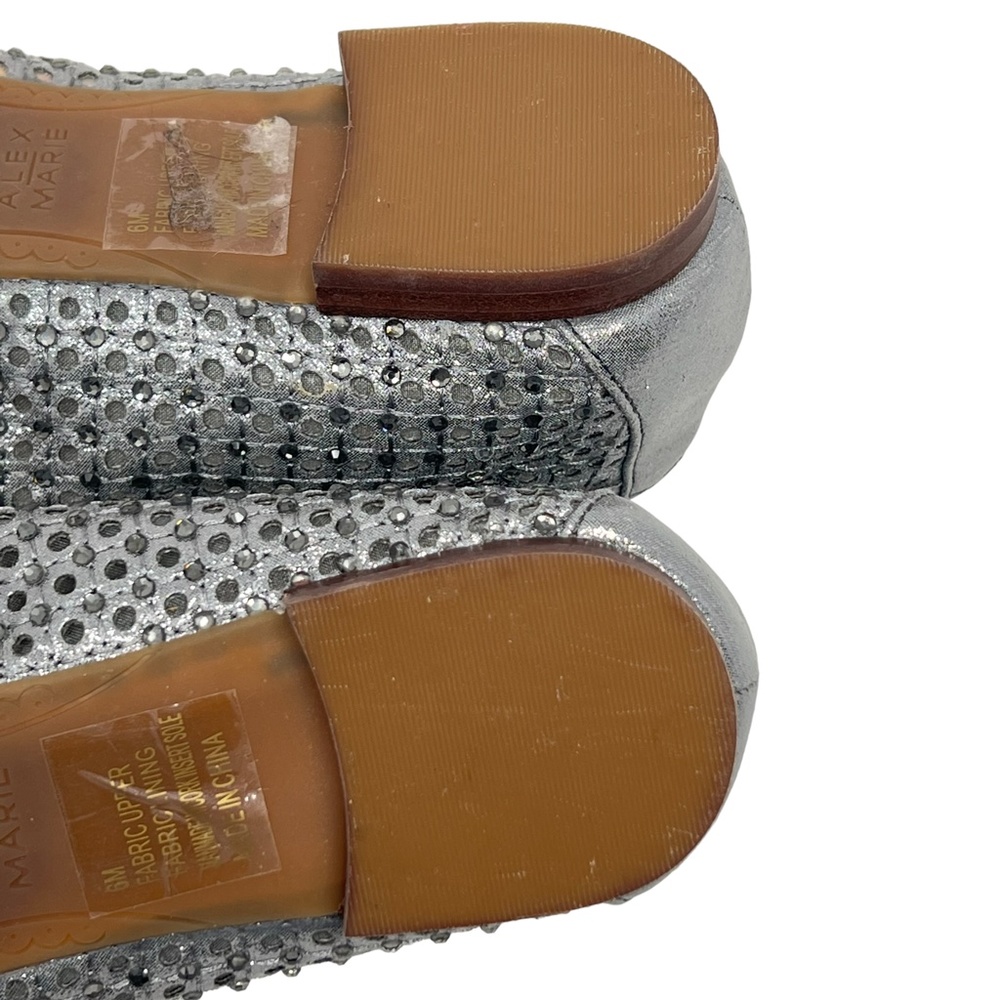 Alex Marie women's Witney Hot Fix metallic silver rhinestone flats size 6 - Picture 9 of 11
